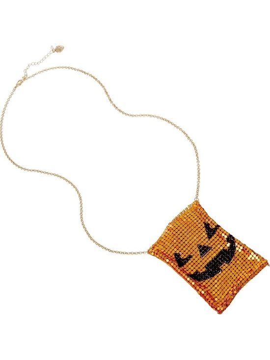 Betsey Johnson Jewelry - Betsey Johnson Gold Tone Jack O’ Lantern Chainmaille Neck Purse Necklace